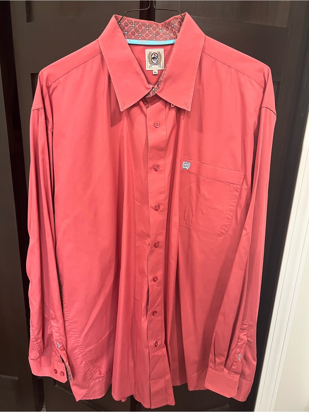 Cinch Men's Coral Button-Down Long Sleeve Shirt